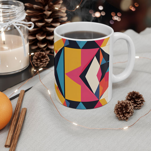 Vibrant Geometric Ceramic Mug - Colorful Coffee Cup, Unique Gift for Coffee Lovers, Home Decor, Kitchen Accessory, Art Mug