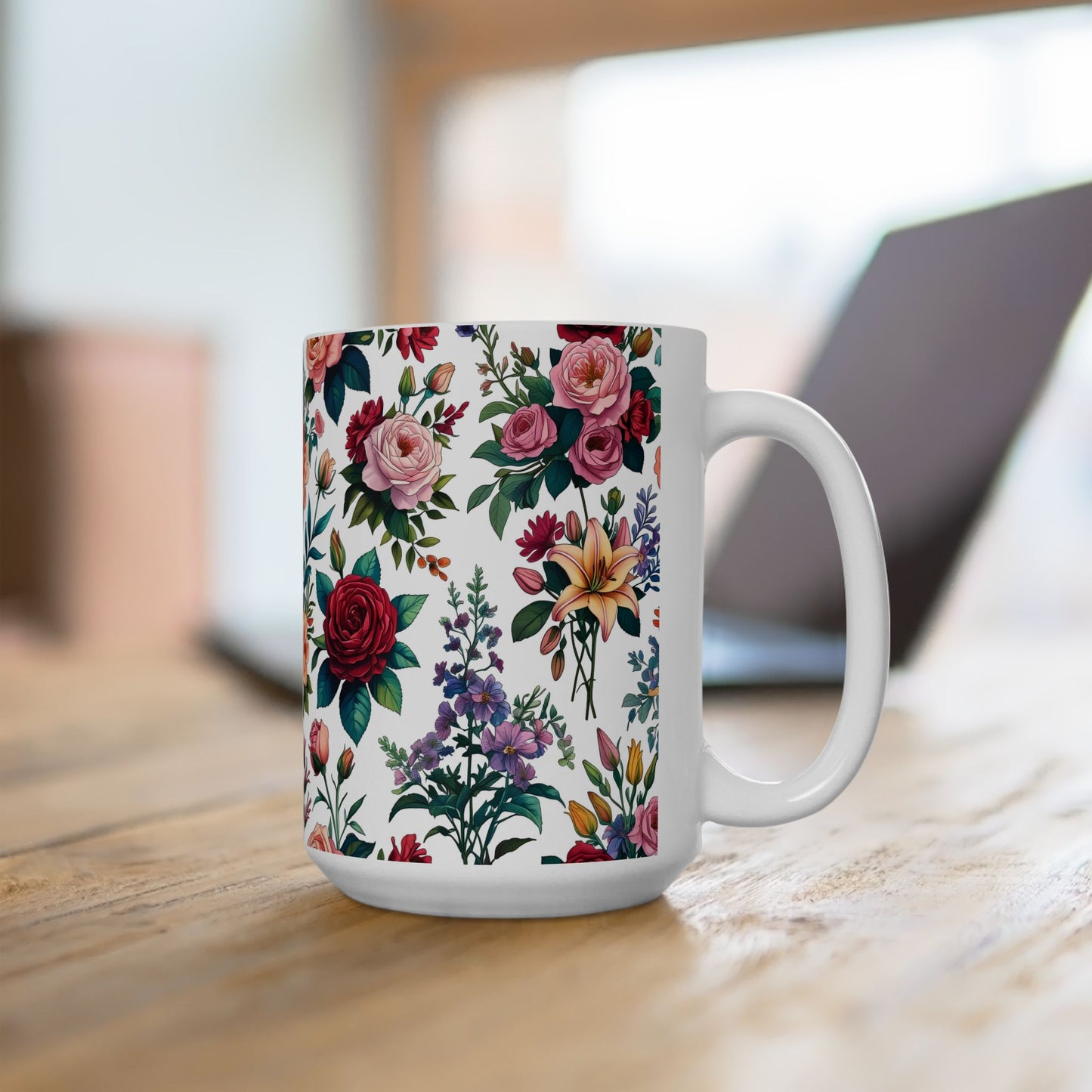 Floral Ceramic Mug - Perfect Gift, Coffee Mug, Tea Lover’s Gift, Kitchen Decor, Birthday Present, Home Office