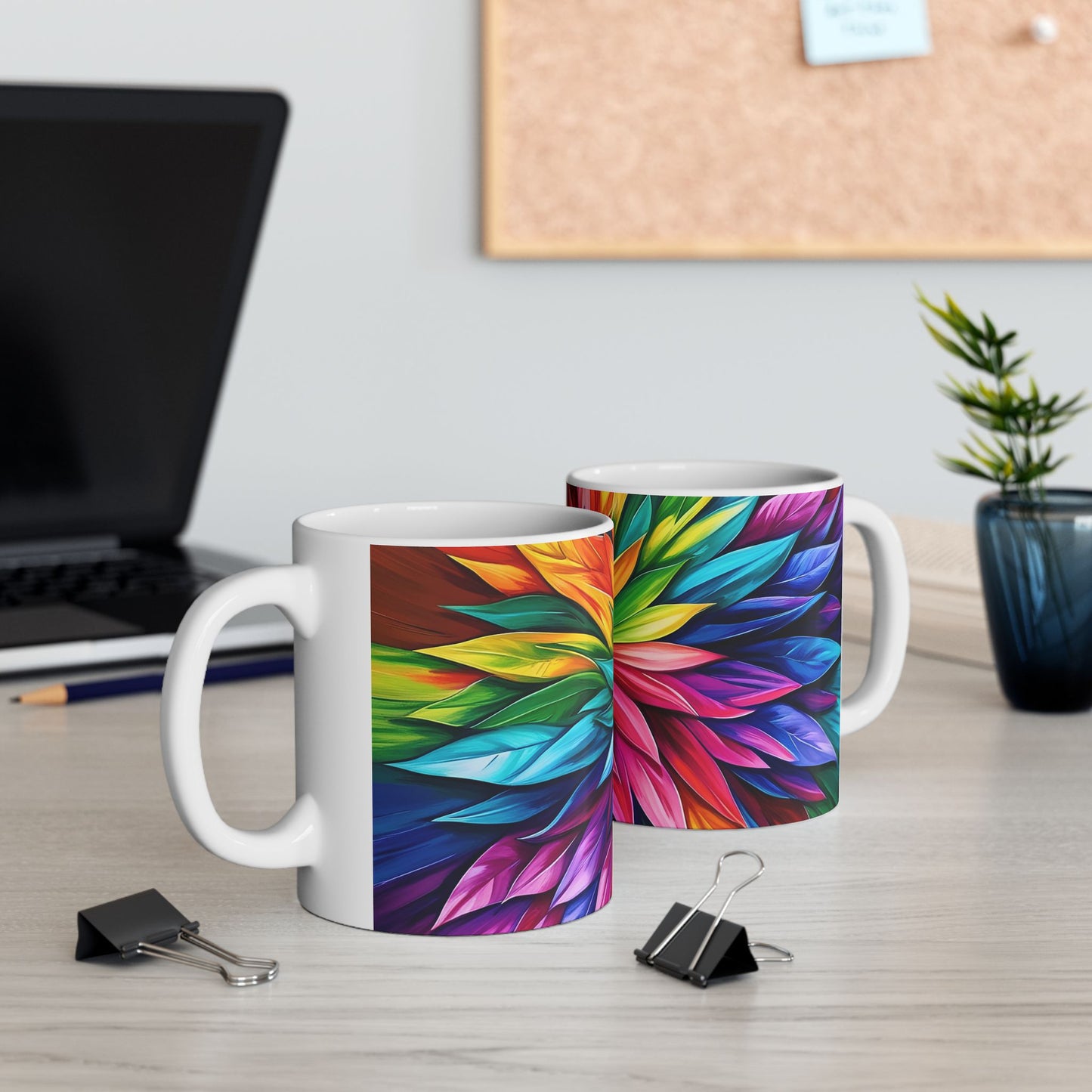 Vibrant Floral Ceramic Mug - Colorful Coffee Cup for Home & Office