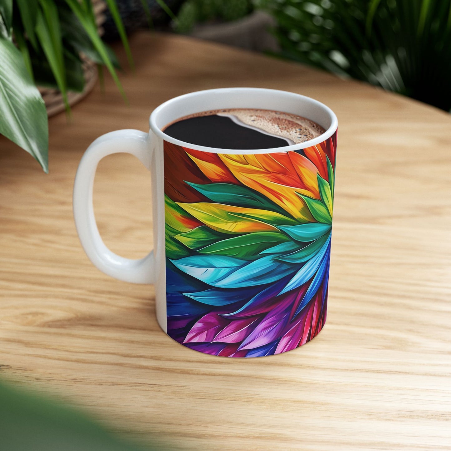 Vibrant Floral Ceramic Mug - Colorful Coffee Cup for Home & Office