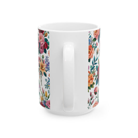 Floral Ceramic Mug - Perfect Gift, Coffee Mug, Tea Lover’s Gift, Kitchen Decor, Birthday Present, Home Office