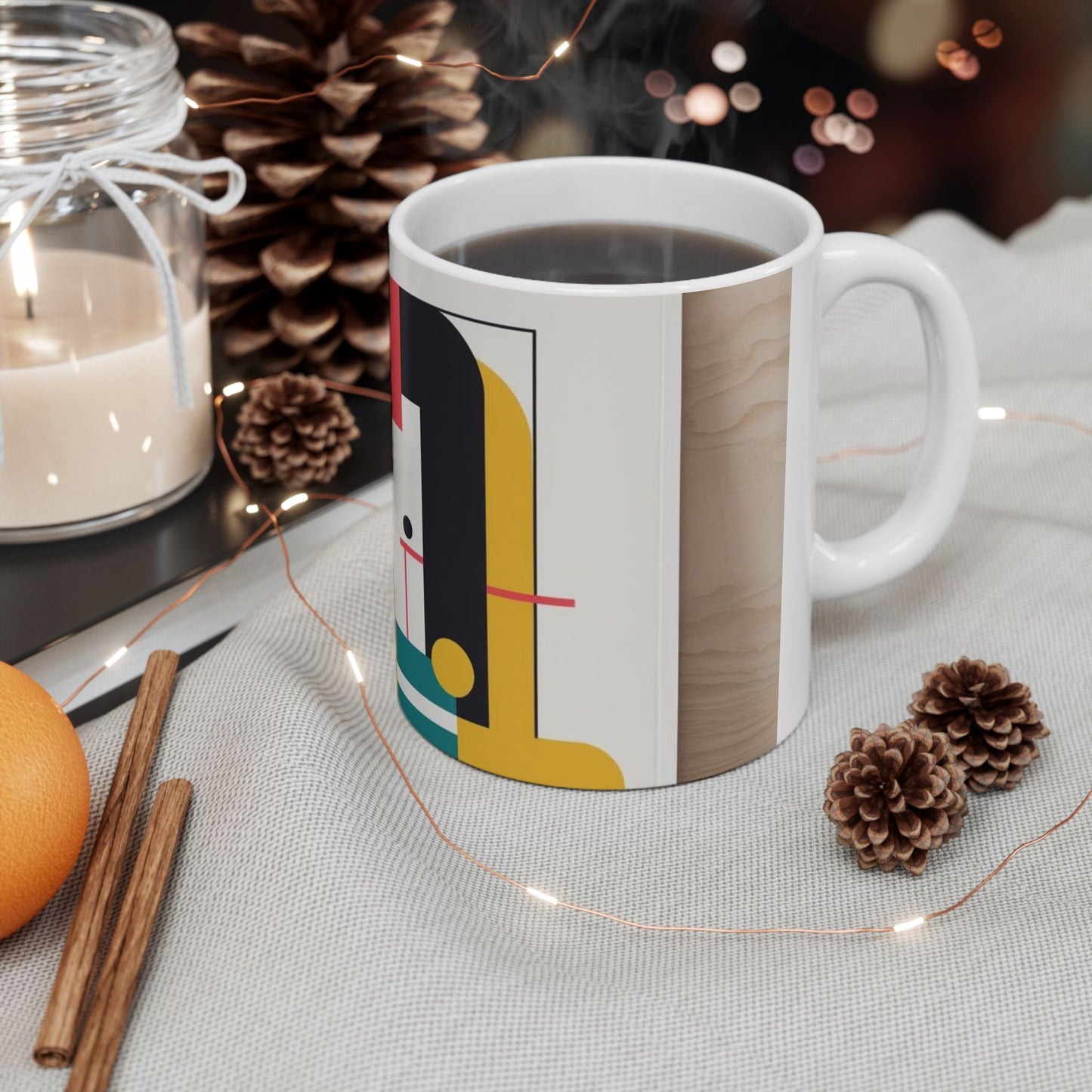 Modern Geometric Ceramic Mug - Perfect for Coffee Lovers