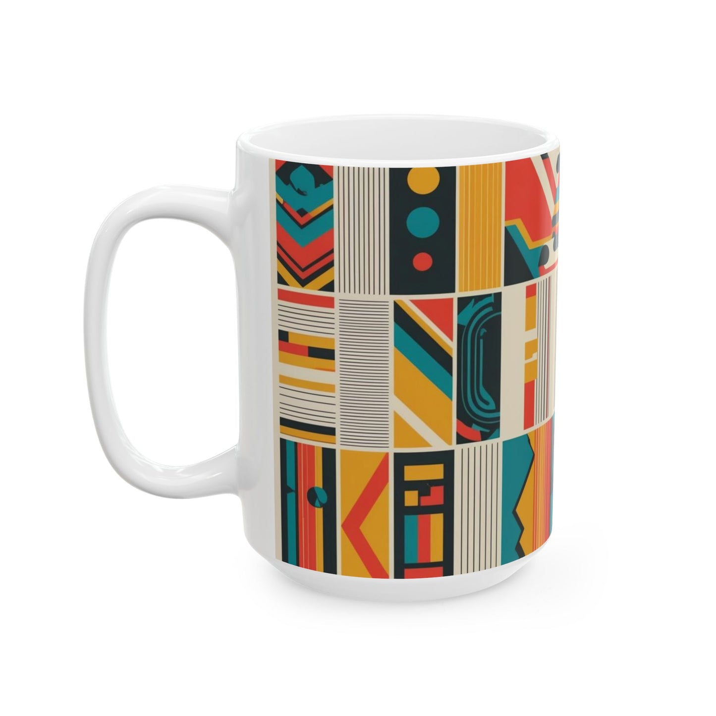 Modern Geometric Ceramic Mug - Vibrant Design for Coffee & Tea Lovers