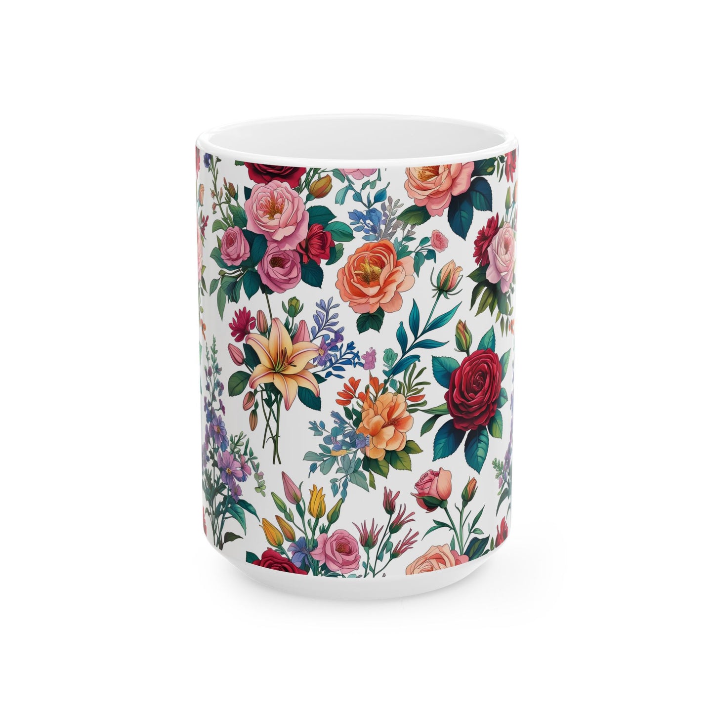 Floral Ceramic Mug - Perfect Gift, Coffee Mug, Tea Lover’s Gift, Kitchen Decor, Birthday Present, Home Office