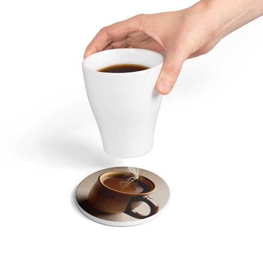 Elegant Ceramic Coaster with Coffee Design | Perfect for Home Decor & Gifts