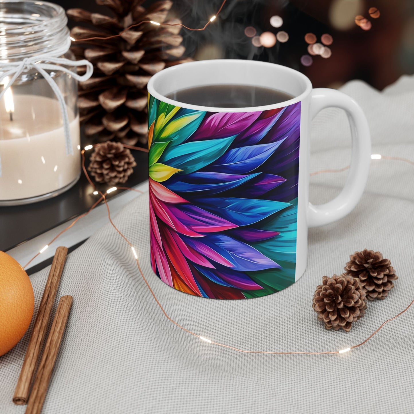 Vibrant Floral Ceramic Mug - Colorful Coffee Cup for Home & Office