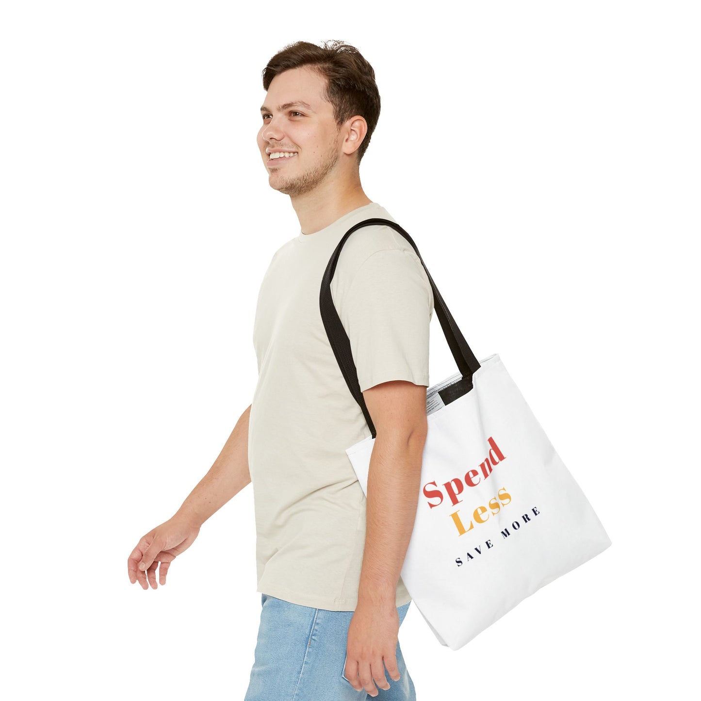 Motivational Shopping Bag - 'Spend Less, Save More' - Eco-Friendly Shopping Bag