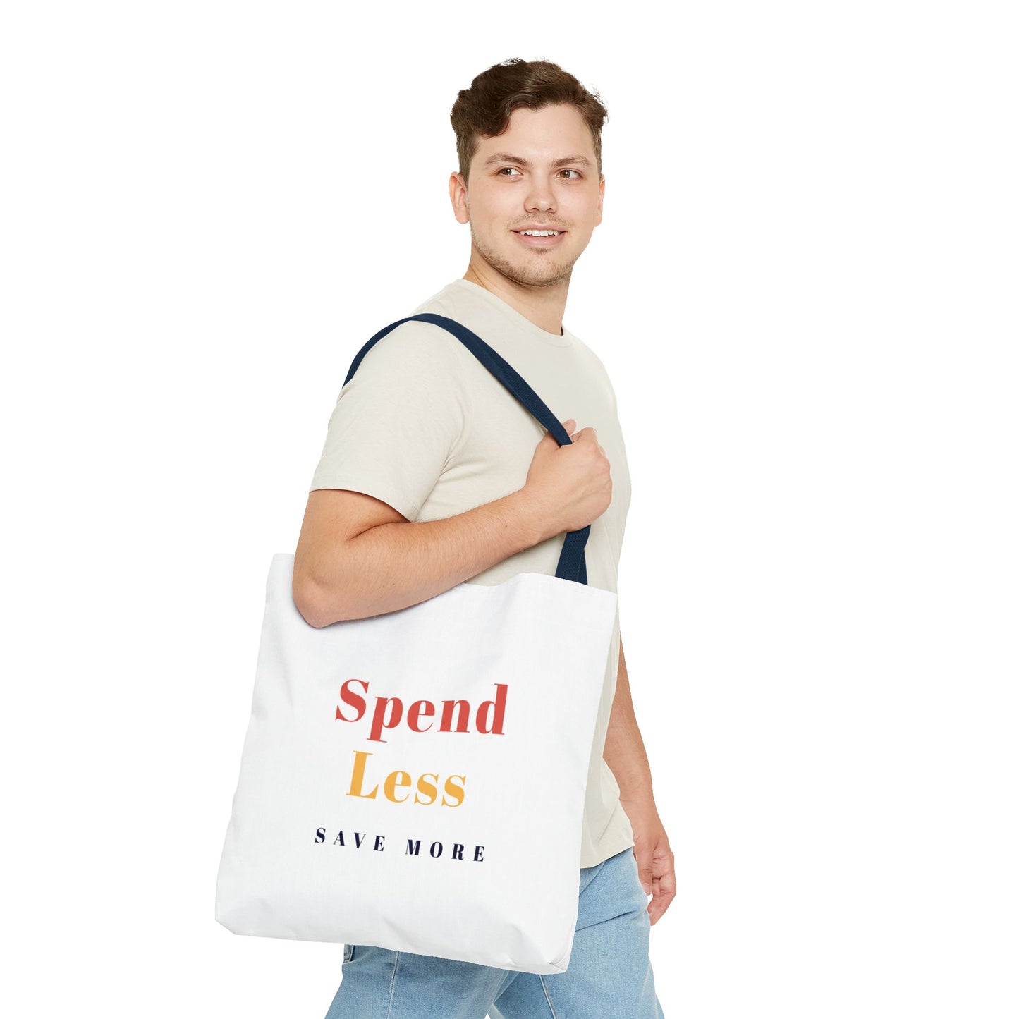 Motivational Shopping Bag - 'Spend Less, Save More' - Eco-Friendly Shopping Bag