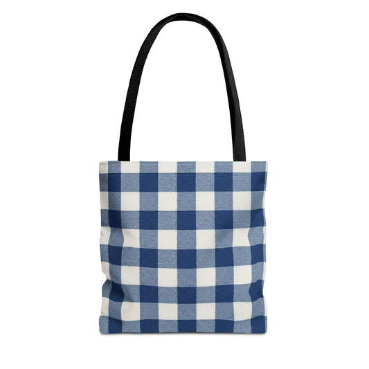 Stylish Blue Checkered Shopping Bag - Perfect for Everyday Use